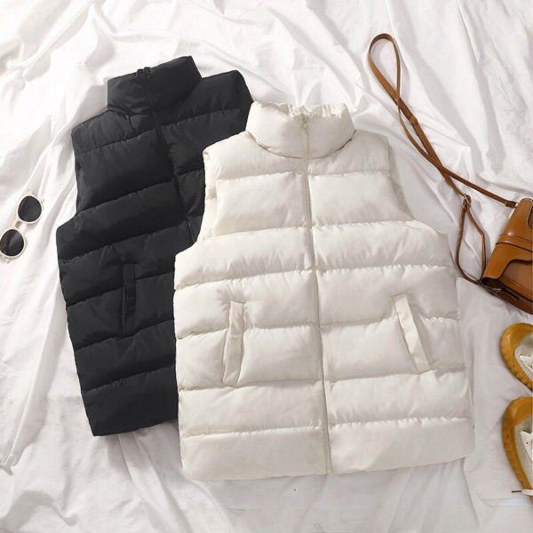 Autumn Winter Women Fashion Waistcoat Solid Sleeveless Waistcoat Pockets Buttons down Vest Warm Coat Female Padded Jackets - Image 3