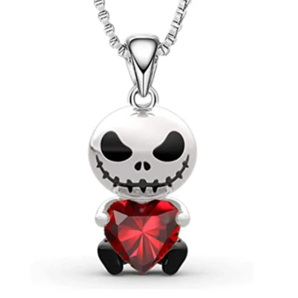 The New Q Version of Jack Jack Skull Hugs My Love White Skull Heart Necklace Valentine'S Festival Gift Halloween Jewelry - Image 7