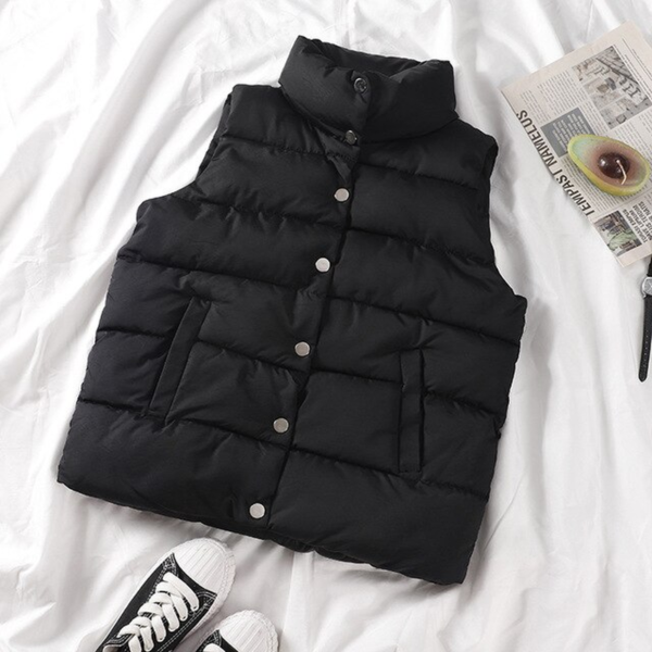 Autumn Winter Women Fashion Waistcoat Solid Sleeveless Waistcoat Pockets Buttons down Vest Warm Coat Female Padded Jackets