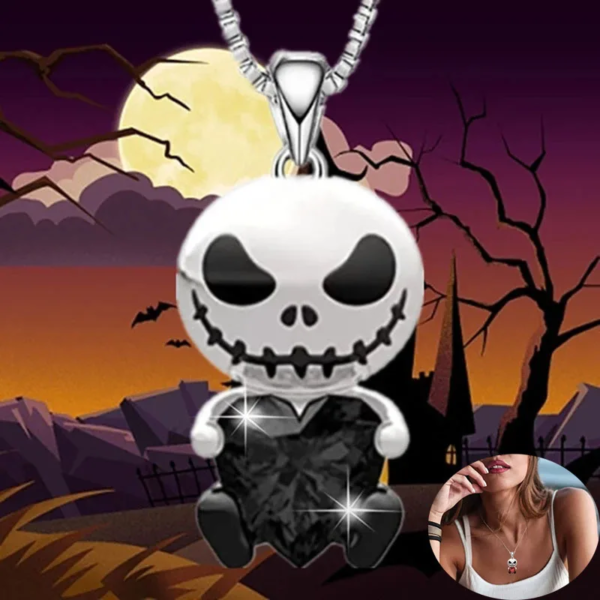 The New Q Version of Jack Jack Skull Hugs My Love White Skull Heart Necklace Valentine'S Festival Gift Halloween Jewelry - Image 2