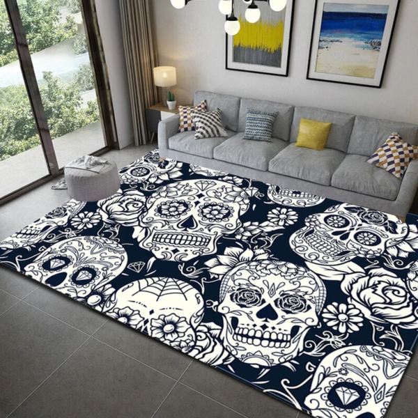 3D Skull Area Rugs Skull Gothic Rectangular Carpets for Living Room anti Slip Decorative Floor Mat for Home Room Doormat - Image 2