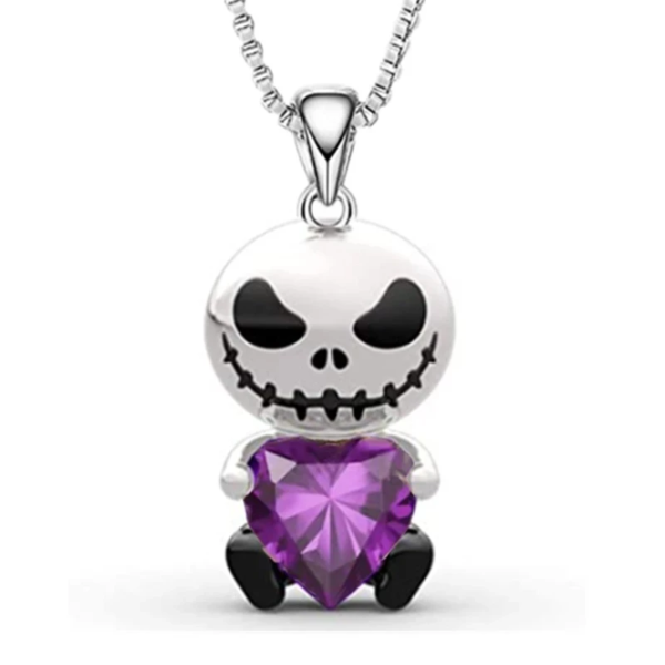 The New Q Version of Jack Jack Skull Hugs My Love White Skull Heart Necklace Valentine'S Festival Gift Halloween Jewelry - Image 5