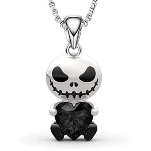 The New Q Version of Jack Jack Skull Hugs My Love White Skull Heart Necklace Valentine'S Festival Gift Halloween Jewelry - Image 9