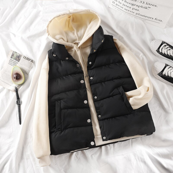 Autumn Winter Women Fashion Waistcoat Solid Sleeveless Waistcoat Pockets Buttons down Vest Warm Coat Female Padded Jackets - Image 5