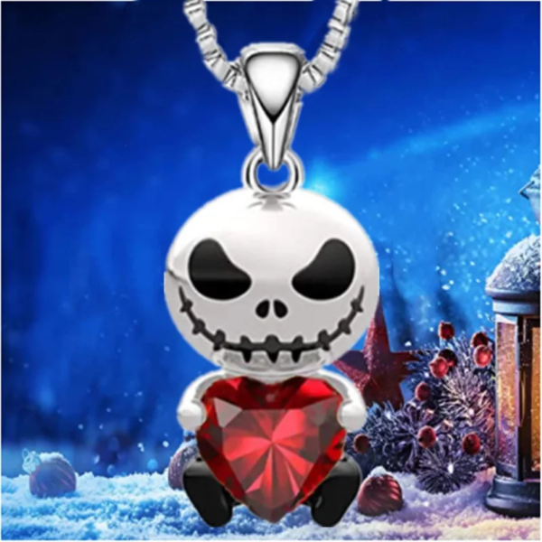 The New Q Version of Jack Jack Skull Hugs My Love White Skull Heart Necklace Valentine'S Festival Gift Halloween Jewelry - Image 4