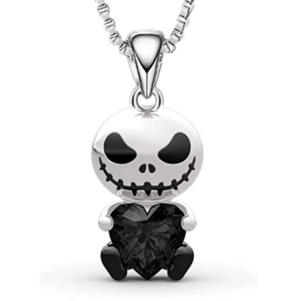 The New Q Version of Jack Jack Skull Hugs My Love White Skull Heart Necklace Valentine'S Festival Gift Halloween Jewelry - Image 6